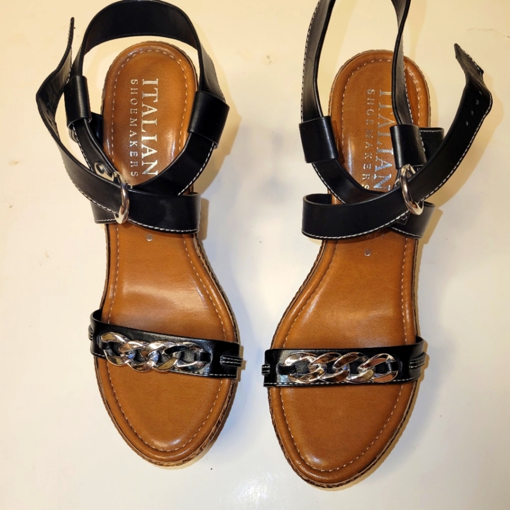 Italian shoe makers wedge sandal sz 9